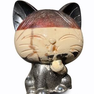 🐱 Whimsical Resin Cat Figurine | Lucky Charm | Hand-Painted | 3” x 3”
